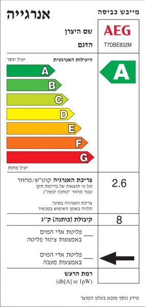 ⁦מייבש כביסה משאבת חום 8 ק